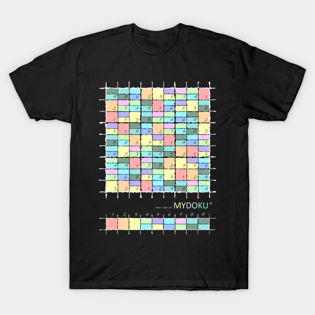 Mydoku_W004_H001_001_F: Sudoku, Sudoku coloring, logic, logic puzzle, holiday puzzle, fun, away from screen T-Shirt by Mydoku